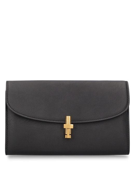 The Row Black Sofia Continental Leather Wallet