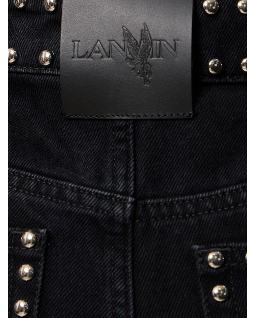 Lanvin Black Embroidered Studs Flared Denim Pants for men