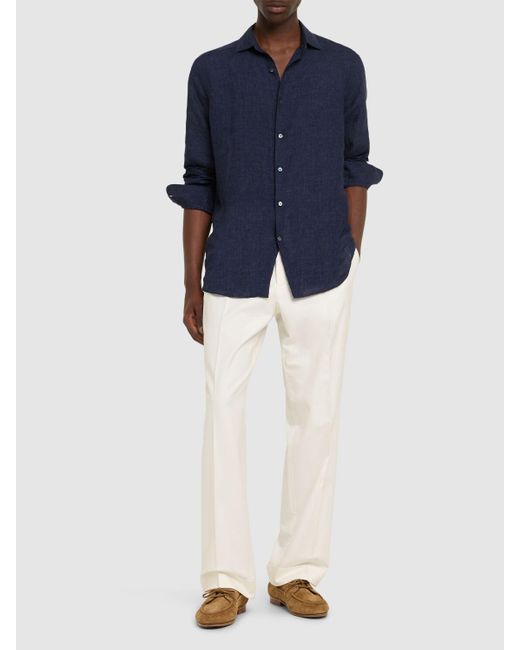 メンズ Zegna リネンシャツ Blue