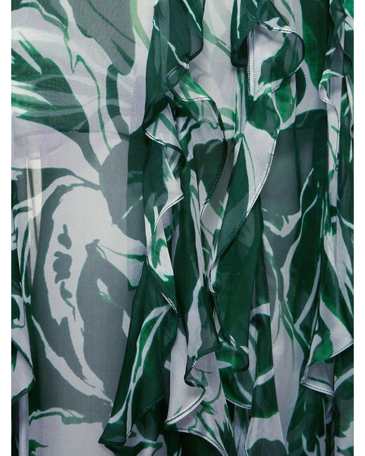Robe en mousseline de soie mélangée galiya Costarellos en coloris Green