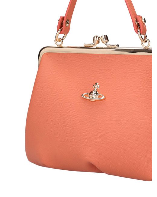 Vivienne Westwood Pink Granny Frame Leather Top Handle Bag