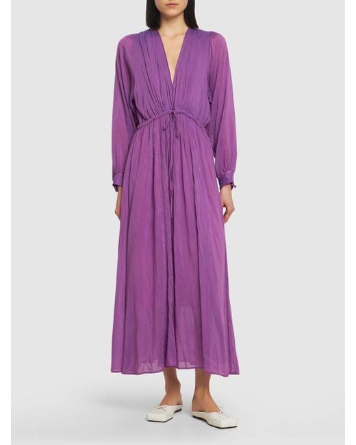Robe en voile de soie et coton avec cordons Forte Forte en coloris Purple