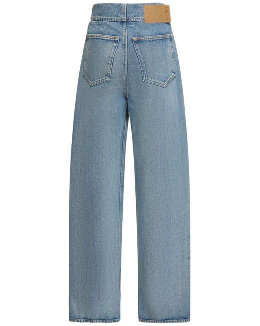 Jeans dritti vita alta in denim di cotone di MM6 by Maison Martin Margiela in Blue