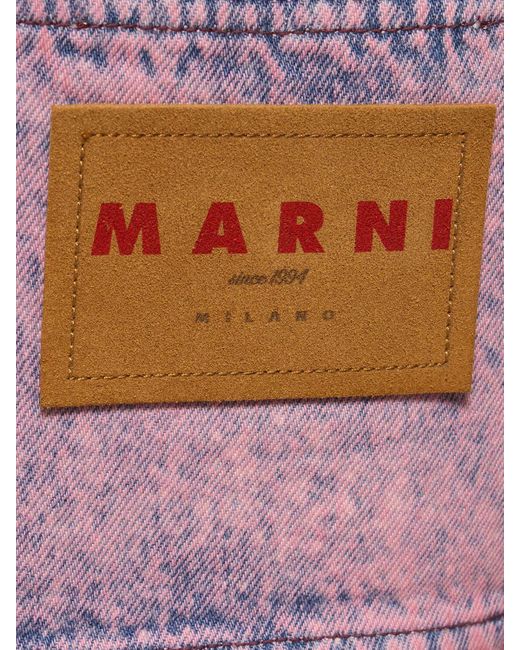 Top cropped de denim de algodón Marni de color Pink