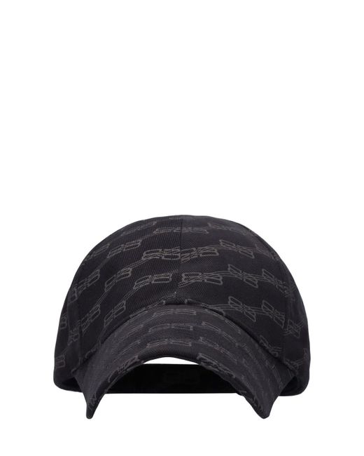 Balenciaga Black Bb Logo Printed Cotton Cap for men