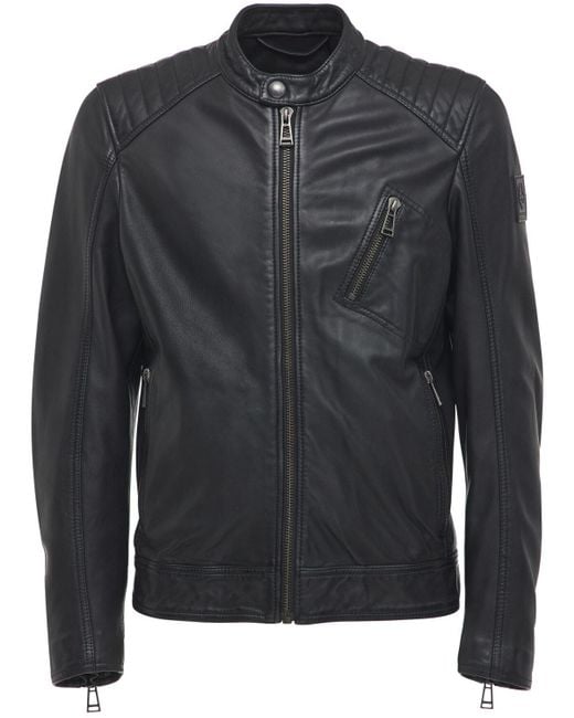 Belstaff Black V-racer 2.0 Tumbled Leather Jacket for men