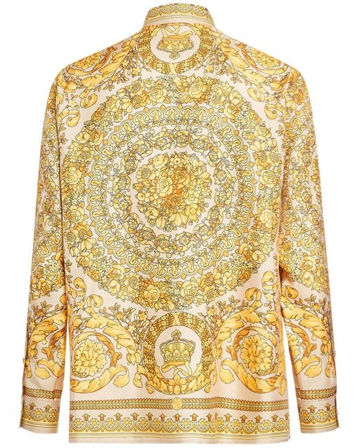 Camisa de seda estampada Versace de hombre de color Metallic