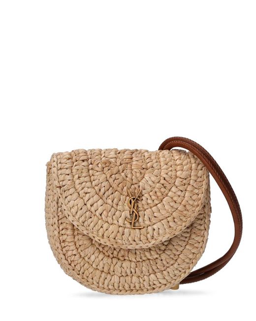 Saint Laurent Micro Cassandre Panier Raffia Bag in Metallic