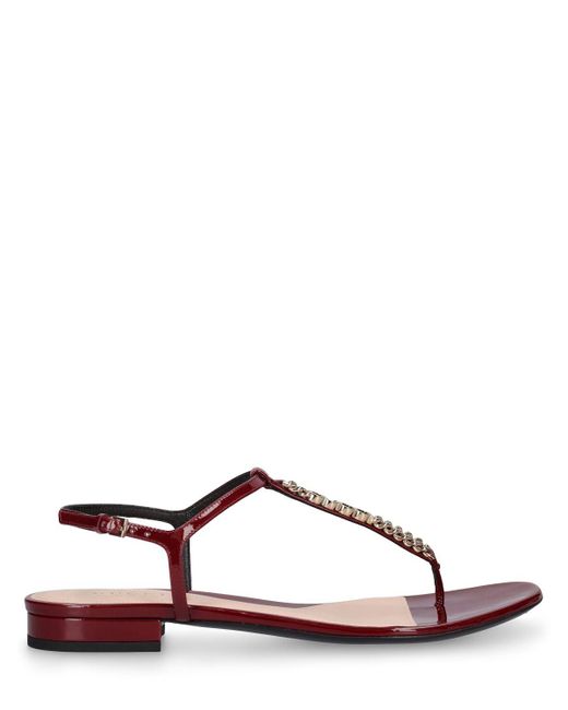 Gucci Signoria パテントレザートングサンダル 15mm Brown