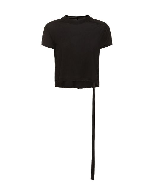 Rick Owens Black Short Sleeve Cropped Jersey T-shirt