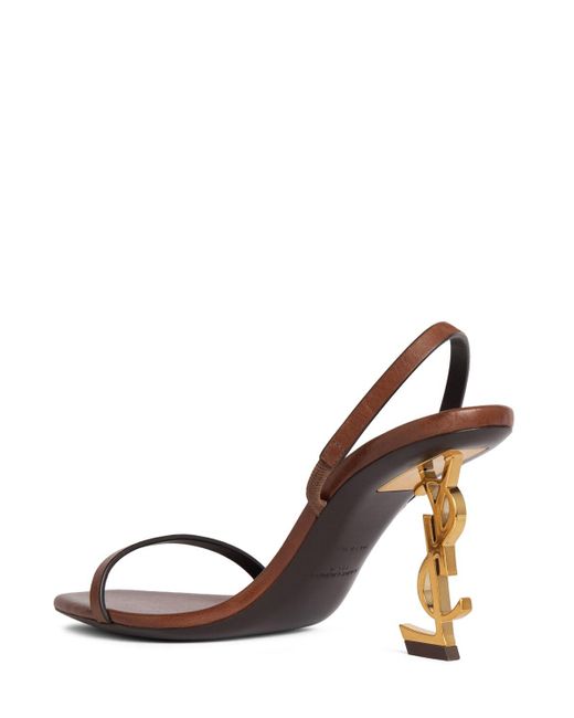 Saint Laurent Brown 85mm Opyum Leather Sandals