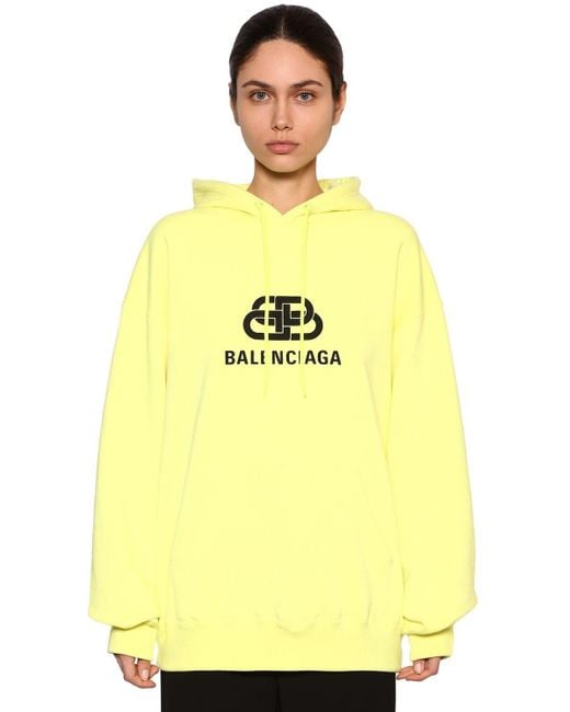 Balenciaga Yellow New Bb Logo Jersey Sweatshirt Hoodie