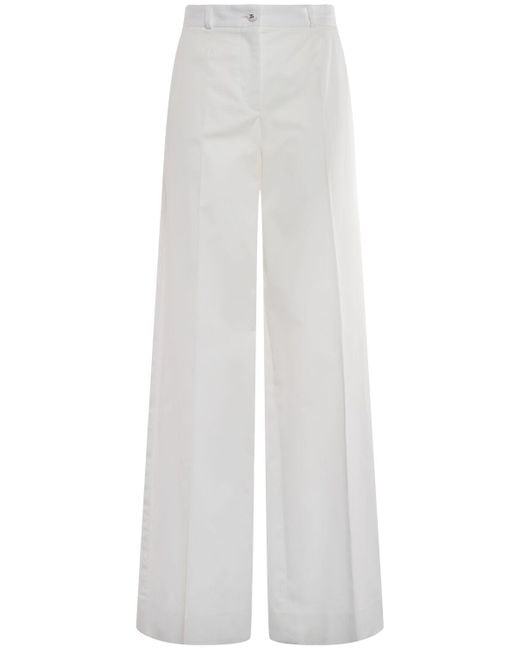 Pantalon ample en gabardine de coton Dolce & Gabbana en coloris White