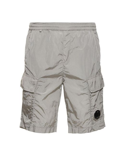 C P Company Gray Chrome-r Cargo Shorts for men