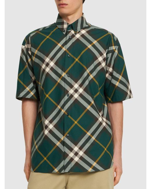 Camisa de algodón Burberry de hombre de color Green