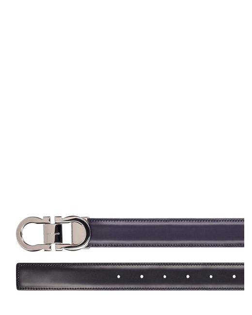 Ferragamo White 3mm Leather Double Belt for men