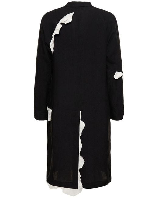Blazer i-frill in lino con spilla di Yohji Yamamoto in Black da Uomo
