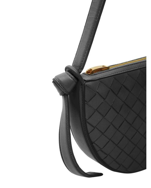 Bottega Veneta Black Mini Sunrise Leather Shoulder Bag