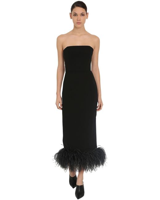 16Arlington Black Schulterfreies Kleid mit Federn