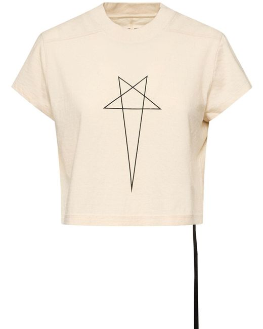 Rick Owens Natural Level T Cropped Cotton T-Shirt