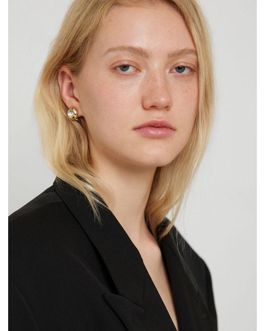 Femme Clous D'Oreilles En Forme De Dôme Avec Cristaux Unique Area en coloris Natural