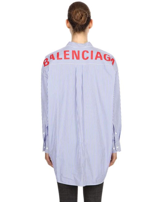 Balenciaga Oversized Hemd Aus Popeline Mit Logo Und Streifen in Blau | Lyst  AT
