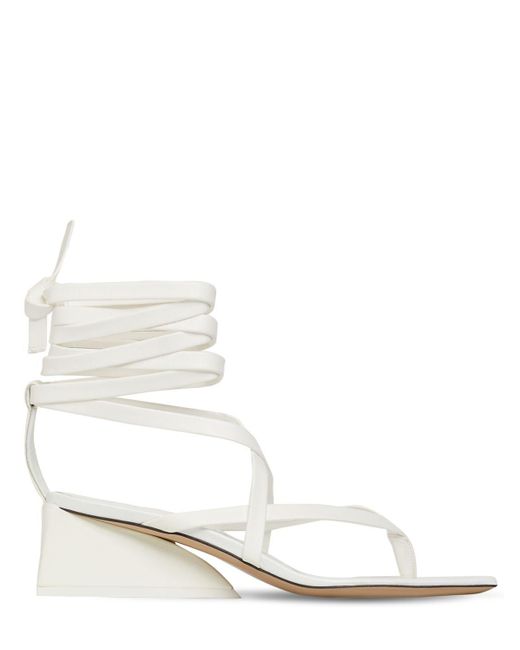 The Attico White 45mm Giza Leather Lace-up Sandals