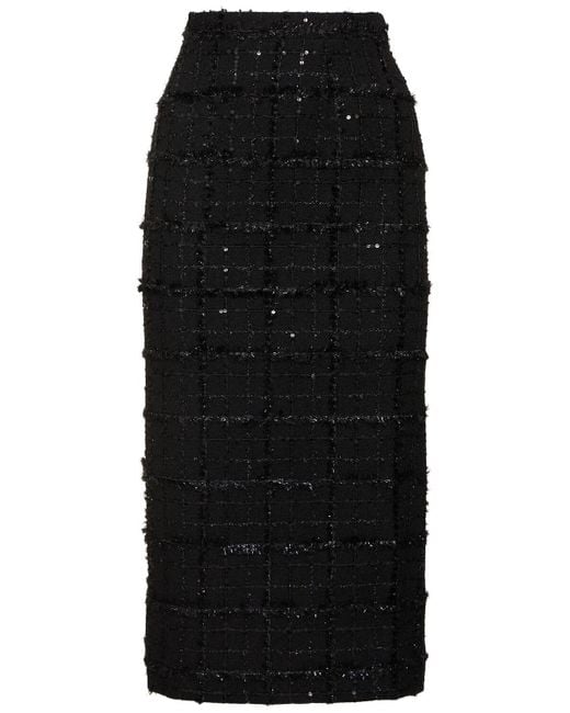 Falda midi de tweed con lentejuelas Alessandra Rich de color Black