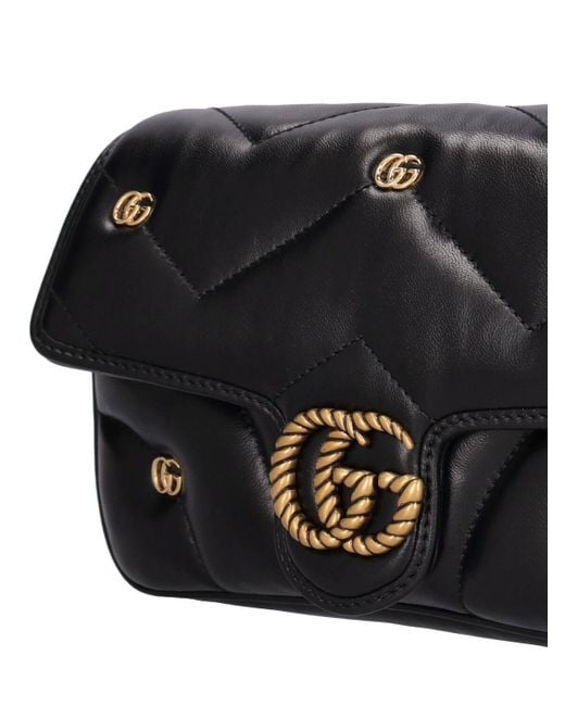 Gucci Black Mini Schultertasche Aus Leder "gg Marmont"