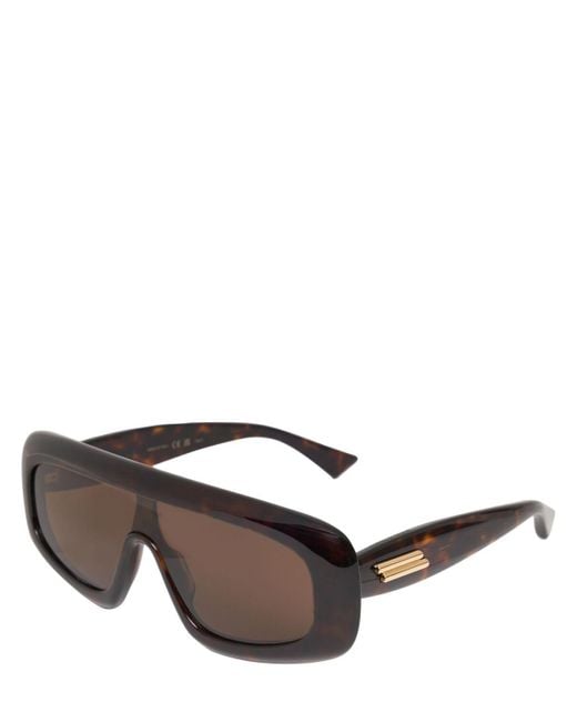 Bottega Veneta Brown Bombe Shield Acetate Sunglasses