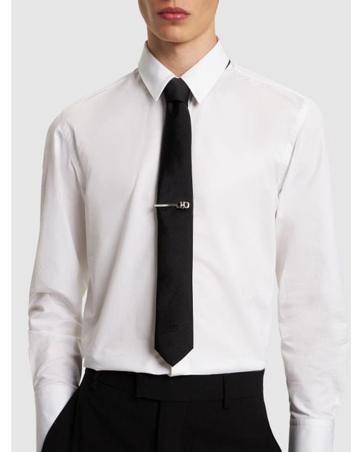 Ferragamo White Doupop Tie Clip for men