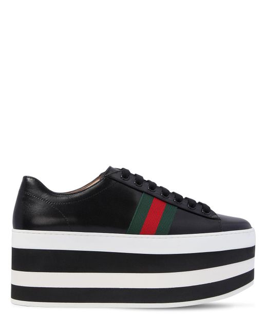 Gucci Black 55mm Peggy Leather Platform Sneakers
