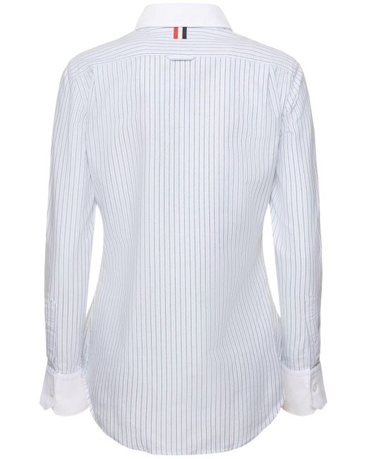 Thom Browne White Oxford Cotton Striped Classic Shirt