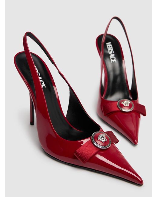 Versace レザースリングバックヒールパンプス 110mm Red