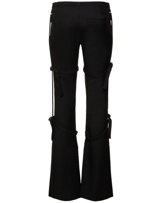 Courreges Black Multi-Strap Bootcut Wool Pants