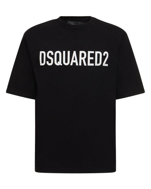 DSquared² Black Loose Fit Printed Cotton T-Shirt for men