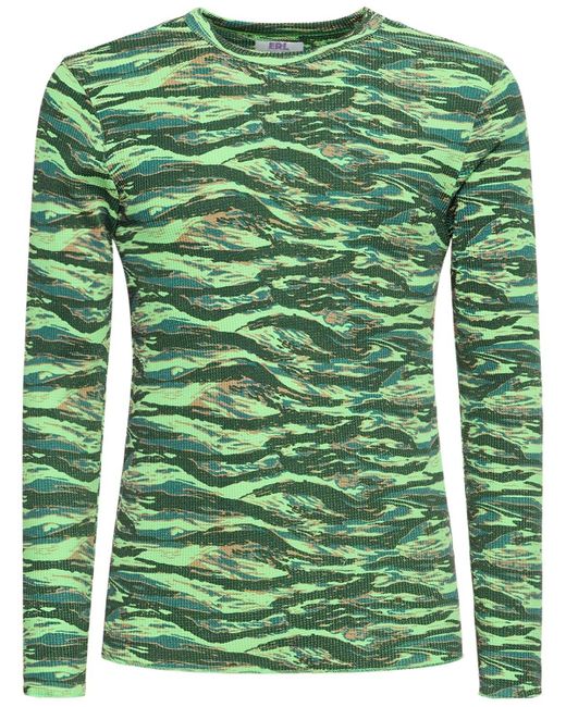 ERL Green Printed Cotton Thermal Shirt for men