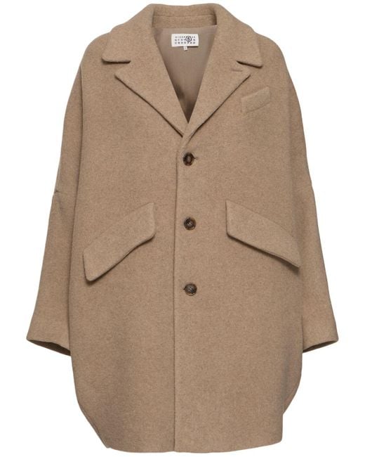 MM6 by Maison Martin Margiela Natural Wool Blend Felt Coat