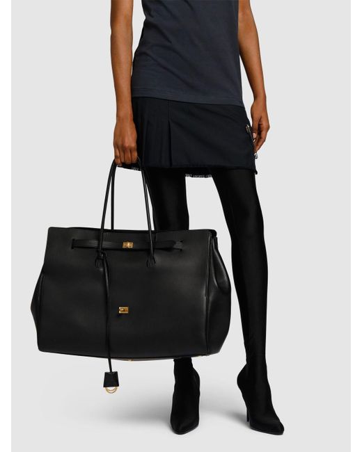 Balenciaga Black Xl Tragetasche Aus Leder "bel Air"