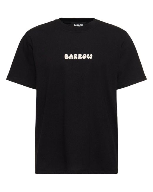 T-shirt in cotone con stampa di Barrow in Black da Uomo