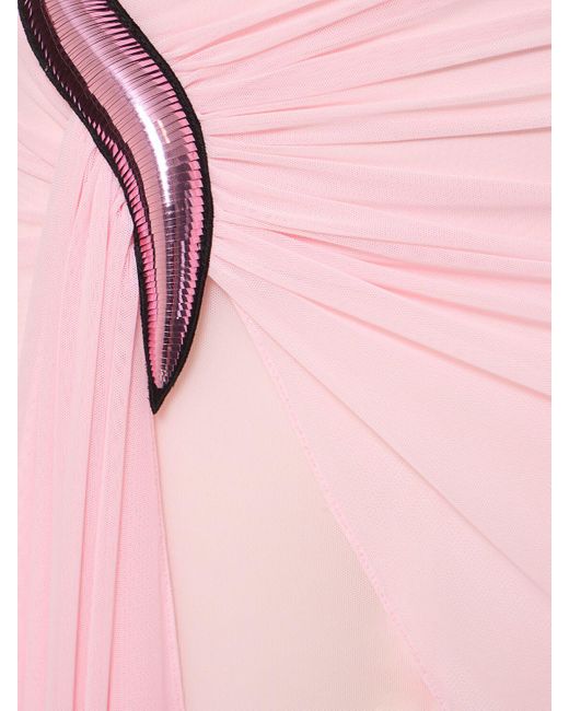 David Koma Pink Asymmetric Draped Minidress