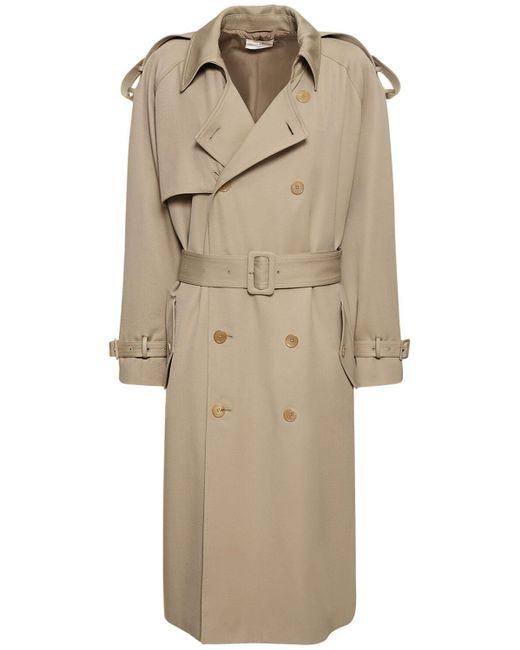 The Row June Wool Gabardine Trench Coat in Natural | Lyst