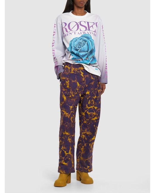 Burberry Roses Cotton Straight Pants in Red Lyst UK