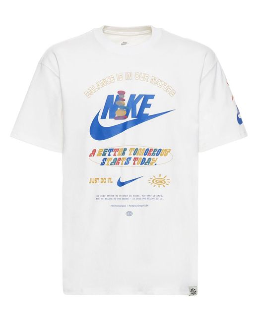 Nike Bedrucktes T-shirt Aus Baumwolle in White für Herren