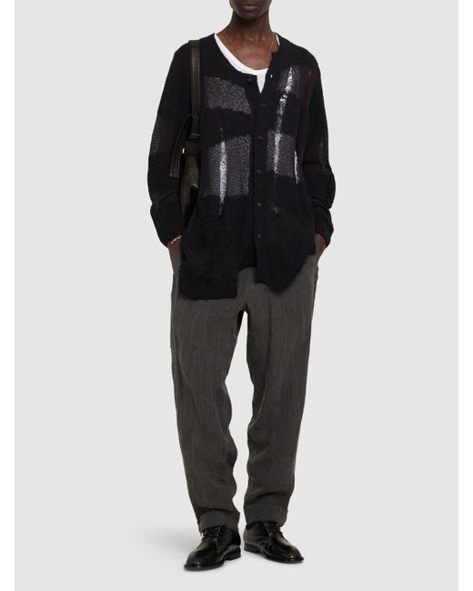 Yohji Yamamoto Gray Slim Fit Linen Pants for men