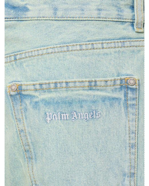 Jeans in denim di cotone con logo ta di Palm Angels in Blue da Uomo