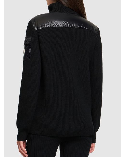 Moncler Black Knit-sleeve Padded Jacket