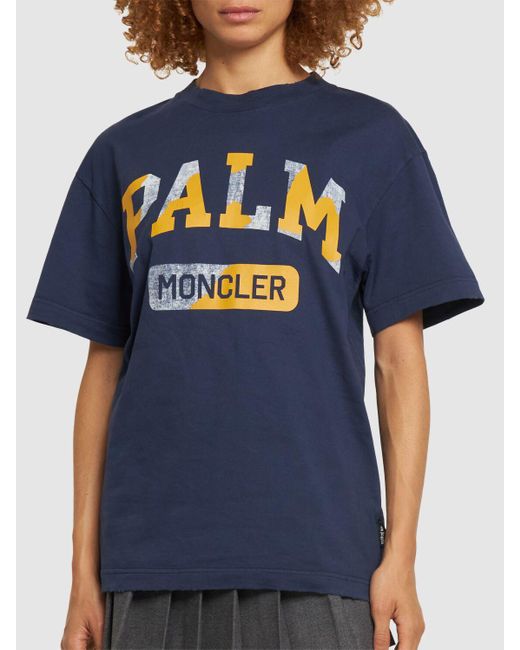 Camiseta de algodón estampado Moncler Genius de color Blue