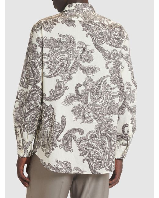 Etro Bedrucktes Baumwollhemd in Gray für Herren