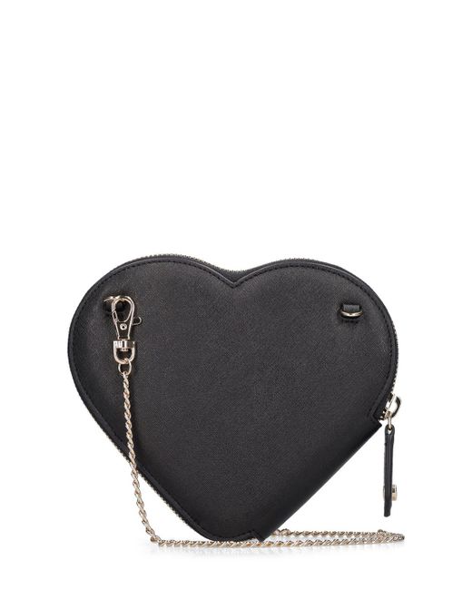 Vivienne Westwood Black New Heart Saffiano Leather Shoulder Bag